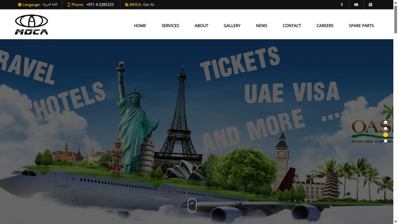MOCA UAE homepage screenshot